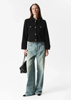 Hot & Other Stories Buttoned Bouclé Jacket Black