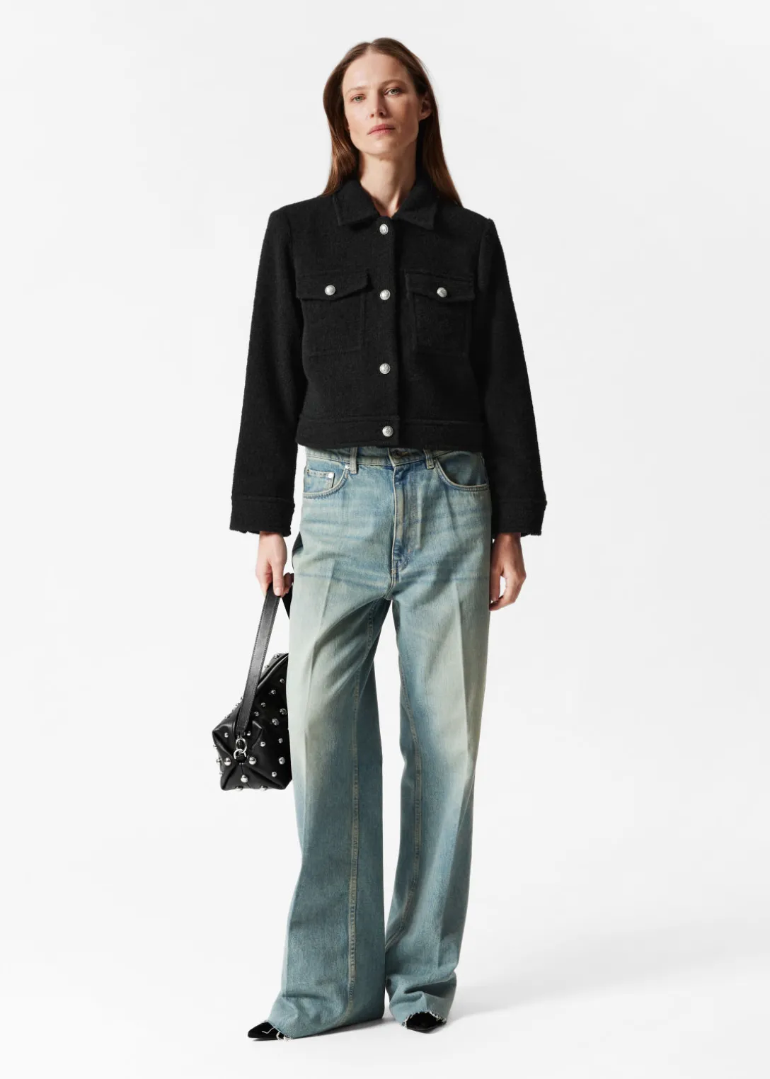 Hot & Other Stories Buttoned Bouclé Jacket Black