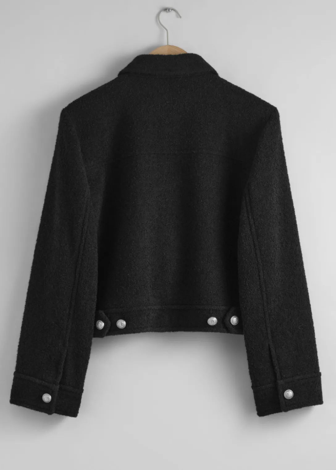 Hot & Other Stories Buttoned Bouclé Jacket Black