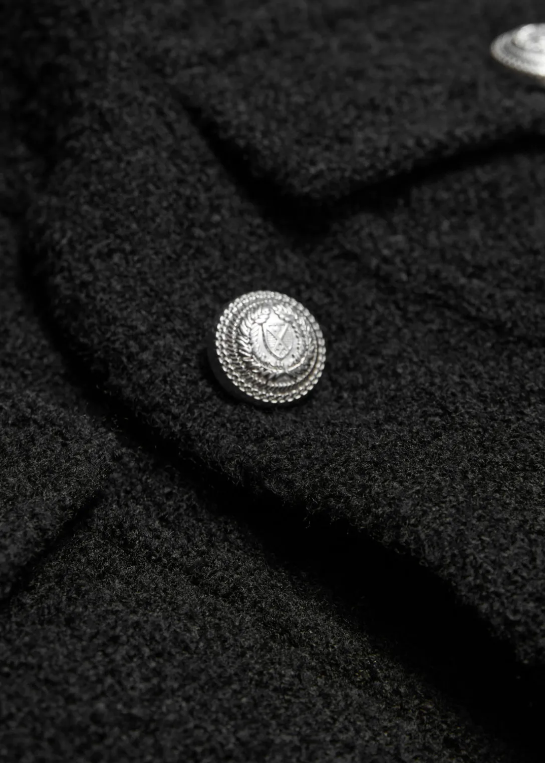 Hot & Other Stories Buttoned Bouclé Jacket Black