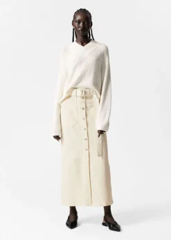 Best Sale & Other Stories Buttoned Denim Midi Skirt Cream