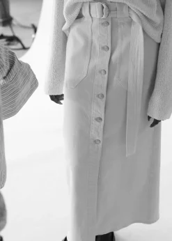Best Sale & Other Stories Buttoned Denim Midi Skirt Cream
