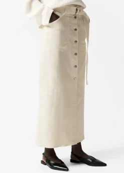 Best Sale & Other Stories Buttoned Denim Midi Skirt Cream