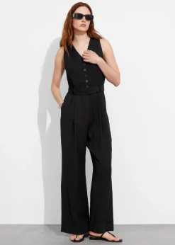 Store & Other Stories Buttoned Sleeveless Jumpsuit Black