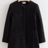 Discount & Other Stories Buttoned Tweed Jacket Black