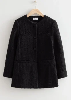 Discount & Other Stories Buttoned Tweed Jacket Black