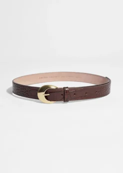Shop & Other Stories Classic Croco-Leather Belt Brown