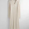 Fashion & Other Stories Collared Rib-Knit Midi Dress White