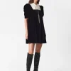 Discount & Other Stories Collared Velvet Mini Dress Black