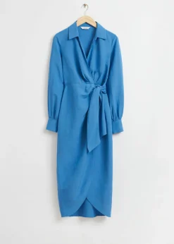 New & Other Stories Collared Wrap Midi Dress