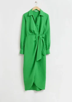 New & Other Stories Collared Wrap Midi Dress