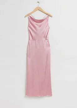 Sale & Other Stories Cowl-Neck Satin Dress Dusty Pink