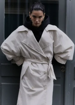 Outlet & Other Stories Crinkle-Effect Trench Coat Beige