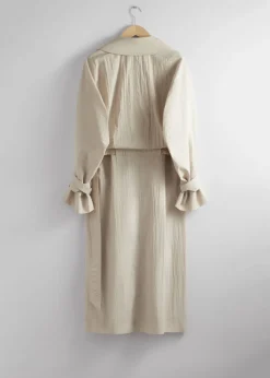 Outlet & Other Stories Crinkle-Effect Trench Coat Beige