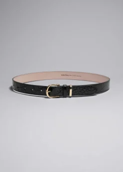 Clearance & Other Stories Croc Embossed Leather Belt