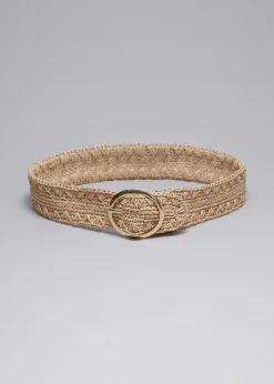 Outlet & Other Stories Crochet Straw Belt Beige