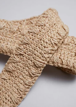 Outlet & Other Stories Crochet Straw Belt Beige