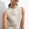 Discount & Other Stories Crocheted Fringe Tank Top Cream