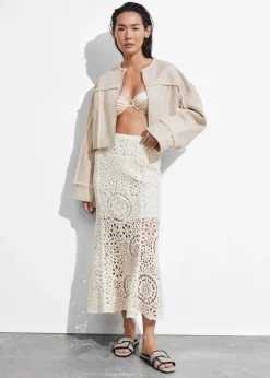 Flash Sale & Other Stories Crocheted Midi Skirt White