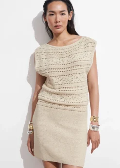 Hot & Other Stories Crocheted Mini Dress Beige