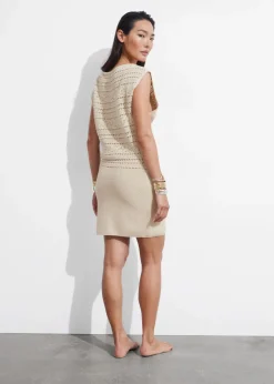 Hot & Other Stories Crocheted Mini Dress Beige