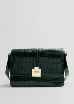 Best & Other Stories Croco Leather Bag Dark Green