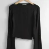 Online & Other Stories Cropped Asymmetric Frilled Top