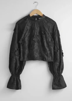 New & Other Stories Cropped Floral-Appliqué Blouse