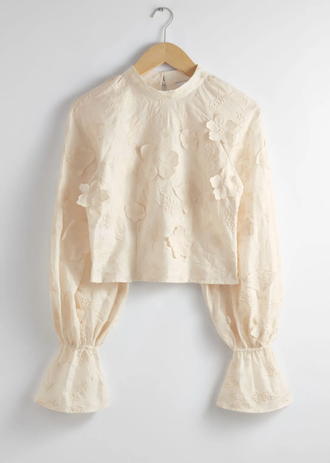 New & Other Stories Cropped Floral-Appliqué Blouse