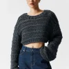 Best & Other Stories Cropped Open-Stitch Jumper Navy
