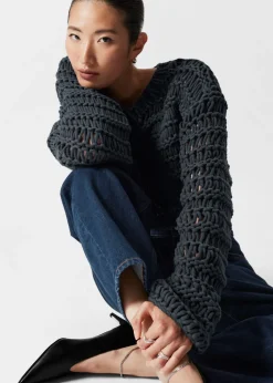 Best & Other Stories Cropped Open-Stitch Jumper Navy