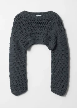 Best & Other Stories Cropped Open-Stitch Jumper Navy