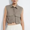 Cheap & Other Stories Cropped Patch-Pocket Top Mole