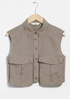 Cheap & Other Stories Cropped Patch-Pocket Top Mole