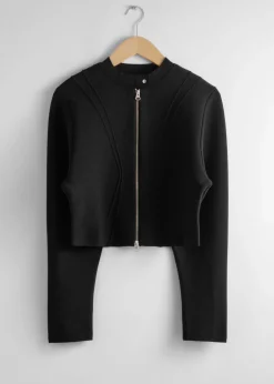 Flash Sale & Other Stories Cropped Zip Cardigan Black