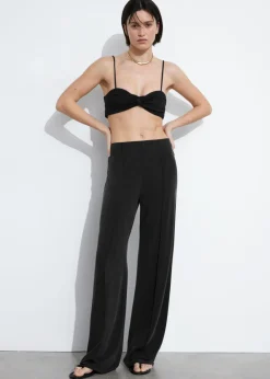 Cheap & Other Stories Cupro Pin Tuck Trousers Black