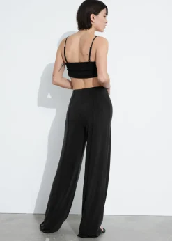 Cheap & Other Stories Cupro Pin Tuck Trousers Black