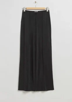 Cheap & Other Stories Cupro Pin Tuck Trousers Black
