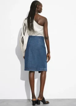 Sale & Other Stories Denim Wrap Midi Skirt Blue