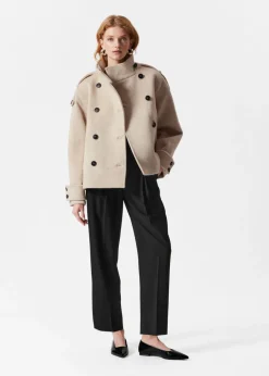 Discount & Other Stories Double-Breasted Wool Jacket Light Beige