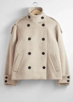 Discount & Other Stories Double-Breasted Wool Jacket Light Beige