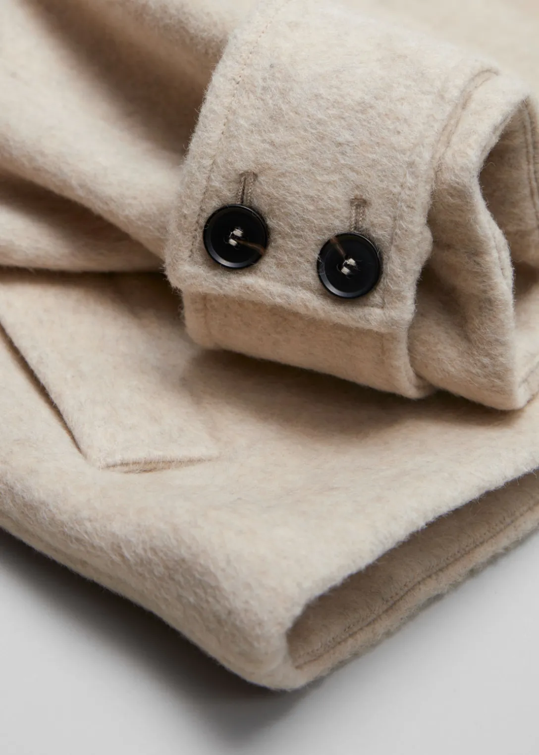 Discount & Other Stories Double-Breasted Wool Jacket Light Beige