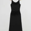 Hot & Other Stories Draped Cowl Neck Midi Dress