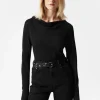 Outlet & Other Stories Draped Metal-Trimmed Top Black