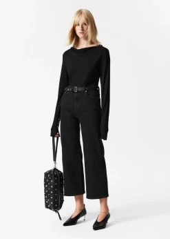 Outlet & Other Stories Draped Metal-Trimmed Top Black