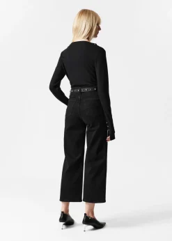 Outlet & Other Stories Draped Metal-Trimmed Top Black