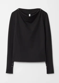 Outlet & Other Stories Draped Metal-Trimmed Top Black