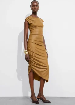 Outlet & Other Stories Draped Midi Dress Mustard