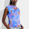 Sale & Other Stories Draped Printed Top Blue Print