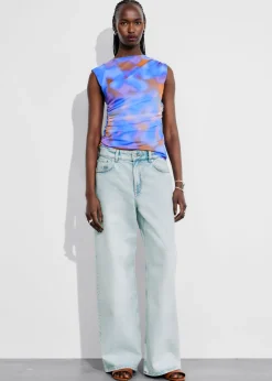Sale & Other Stories Draped Printed Top Blue Print